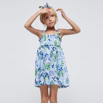 Girls Blue Pineapple Dress Set