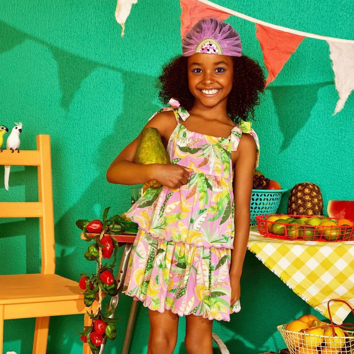 Girls Pink Tiered Dress, 1, hi-res image number null