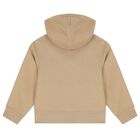Beige Check Logo Hooded Zip Up Top, 1, hi-res