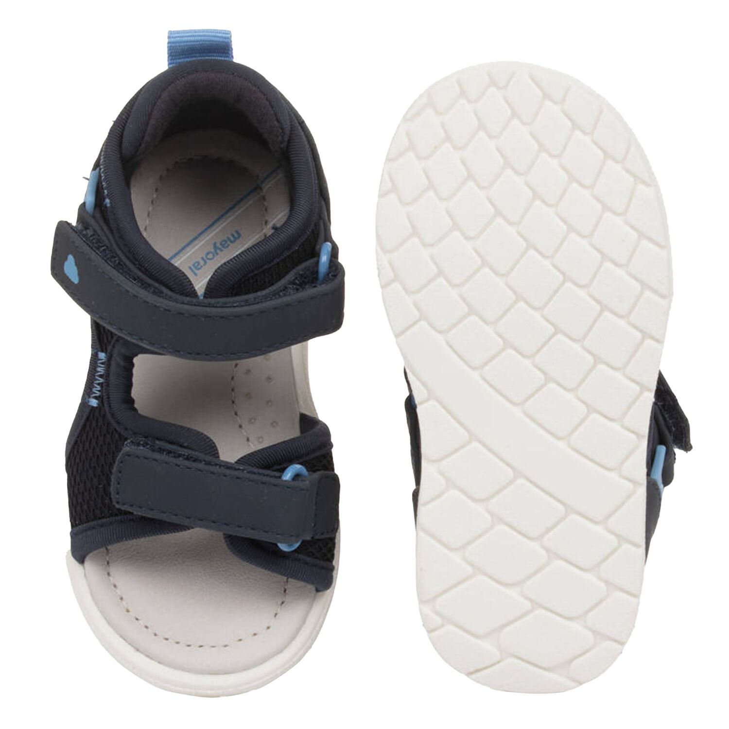 Younger Boys Navy Blue Velcro Sandals, 1, hi-res image number null