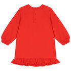 Younger Girls Red Teddy Bear Logo Dress, 2, hi-res
