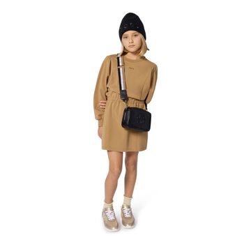 Girls Beige Logo Dress