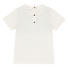 Younger Boys Ivory & Navy Blue Zig Zag T-Shirt, 1, hi-res