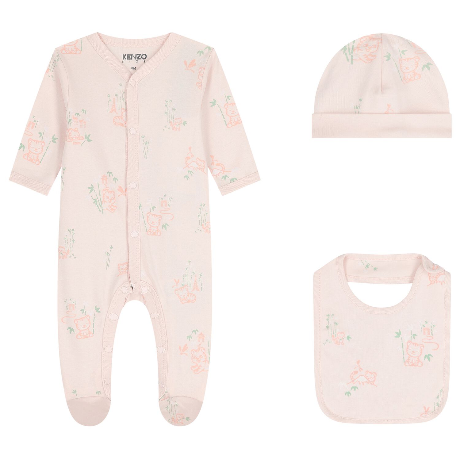 Baby Girls Pink Tiger Babygrow Gift Set, 1, hi-res