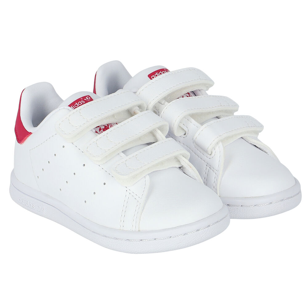 adidas Originals Girls White Pink Smith Trainers | Junior USA