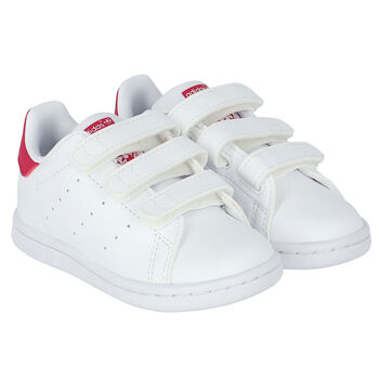 Girls White & Pink Stan Smith Trainers