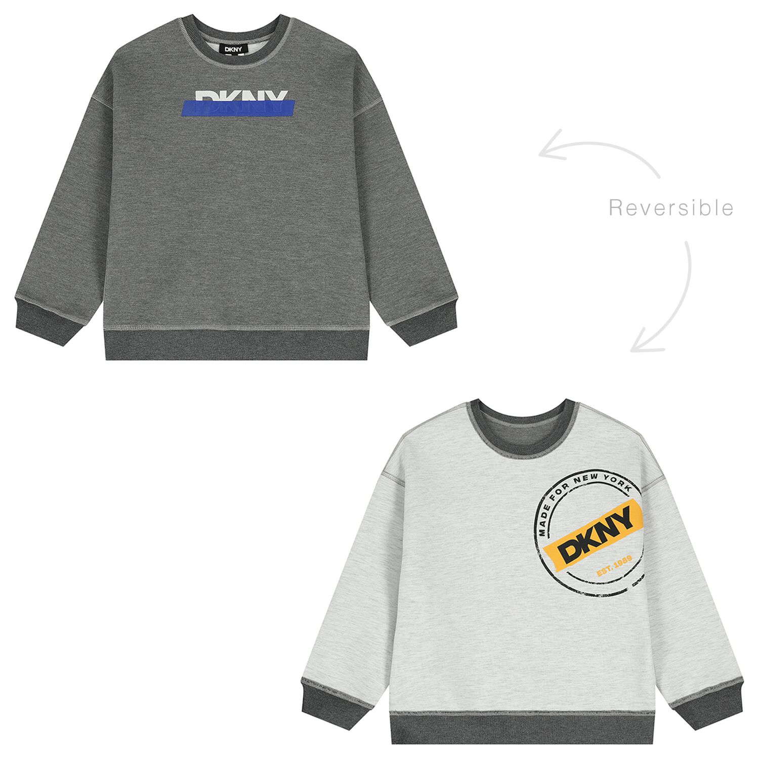 Boys Grey Logo Reversible Sweatshirt , 1, hi-res