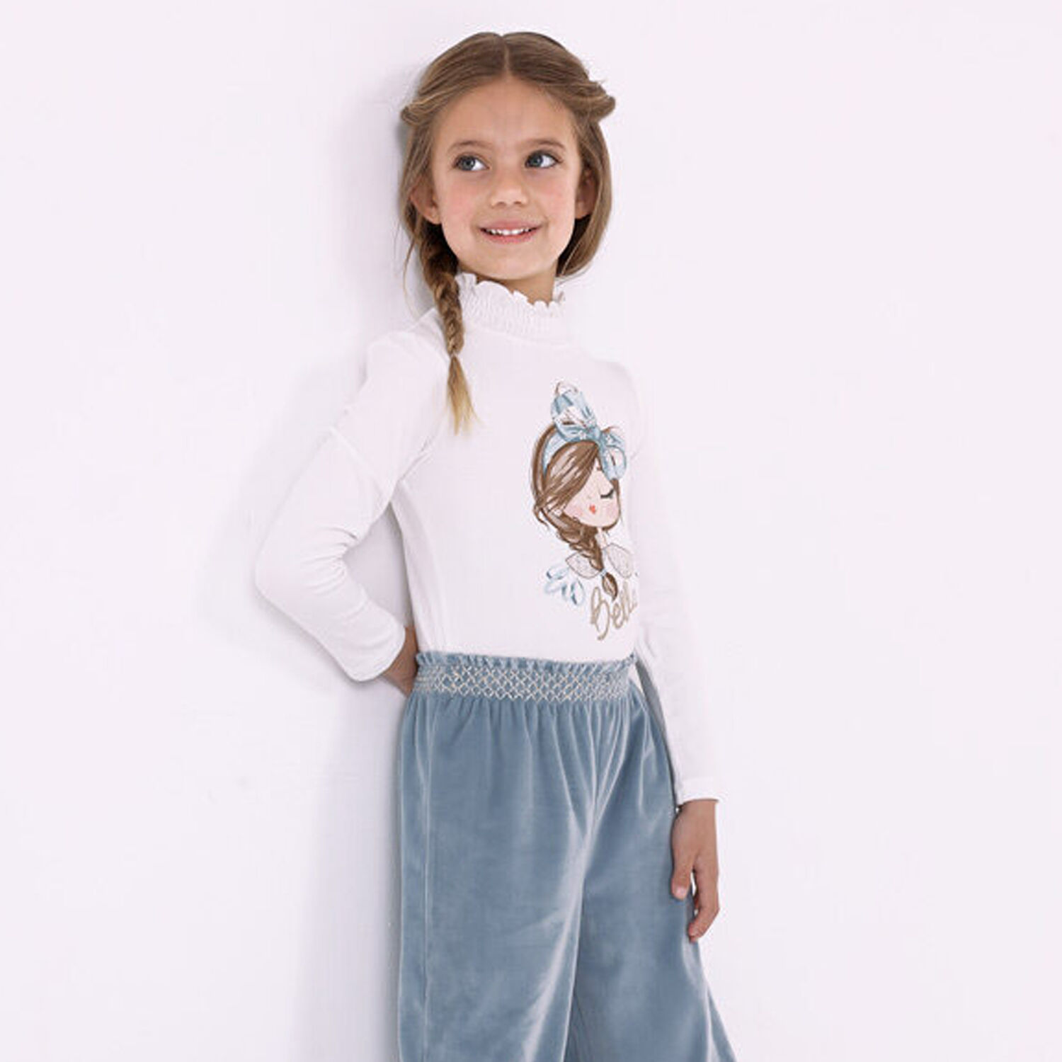 Girls Ivory Long Sleeve Top, 2, hi-res image number null