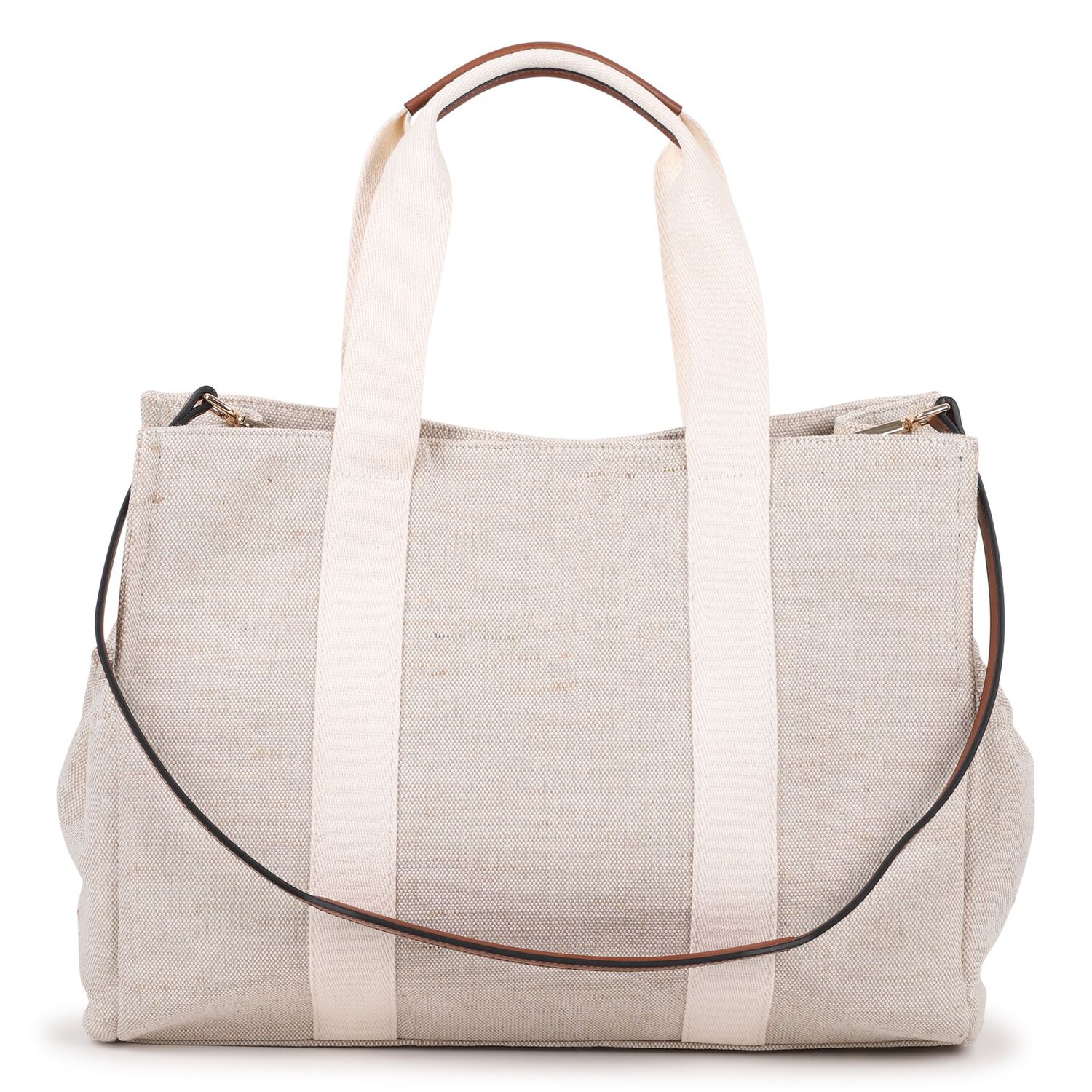 Beige Canvas Logo Changing Bag, 1, hi-res