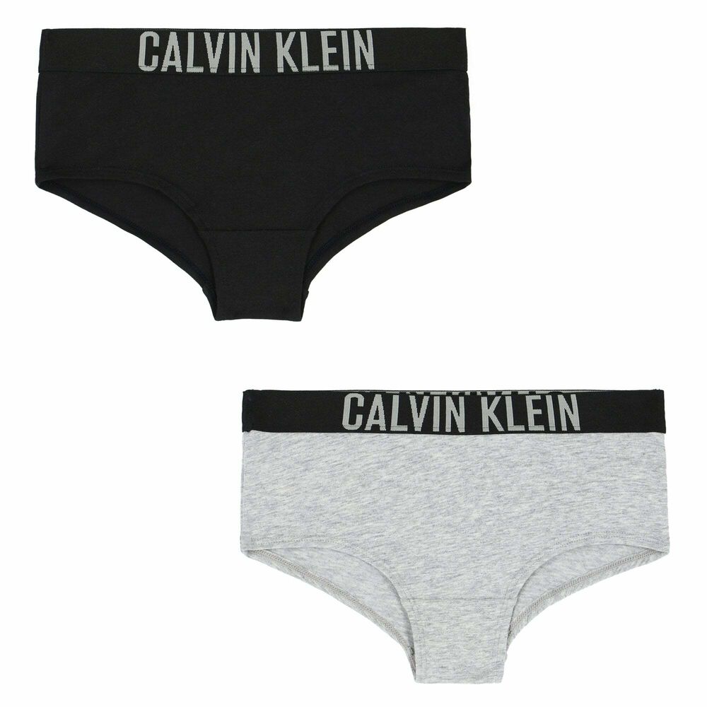 Calvin Klein Girls Grey & Black Knickers (2 Pack) | Junior Couture