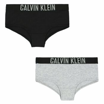 Girls Grey & Black Knickers (2 Pack)