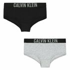 Girls Grey & Black Knickers (2 Pack), 1, hi-res