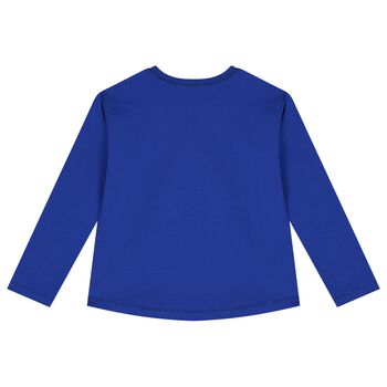 Girls Blue Logo Long Sleeve Top