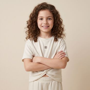 Girls Ivory & Shimmery Gold Top