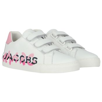 حذاء رياضى بنات بالشعار باللون الأبيض والوردى