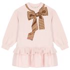 Girls Pink Logo Sweatshirt Dress, 1, hi-res