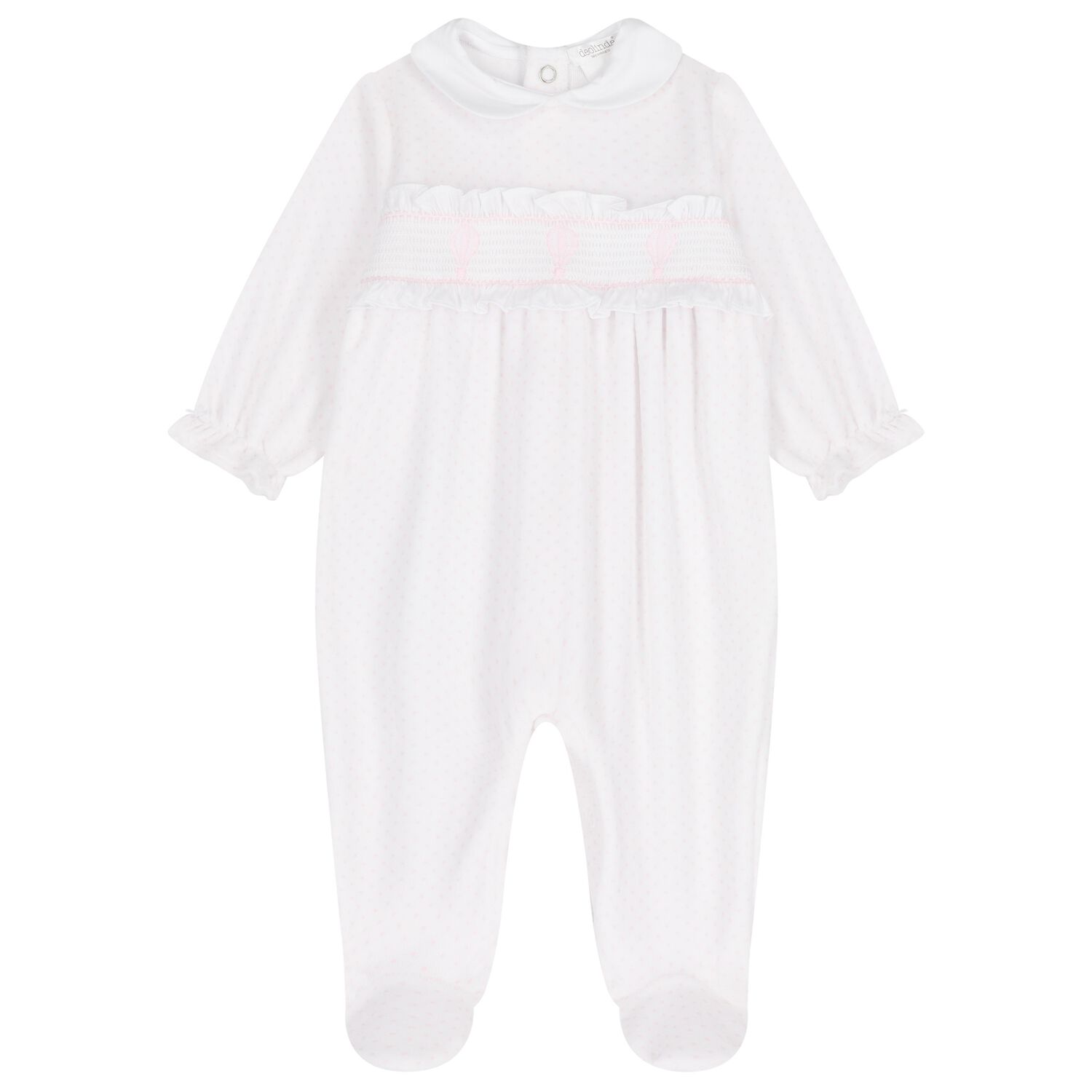 طقم ملابس اطفال مزخرف بنقاط باللون الابيض والوردي للبنات, 2, hi-res