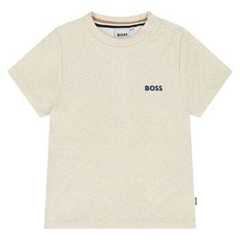 Younger Boys Beige Logo T-Shirt