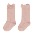 Younger Girls Pink Bow Knitted Socks, 1, hi-res