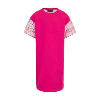 Girls Pink & White Zig Zag Dress