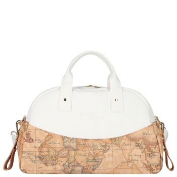 White & Beige Geo Map Baby Changing Bag 