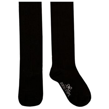 Girls Black Logo Tights