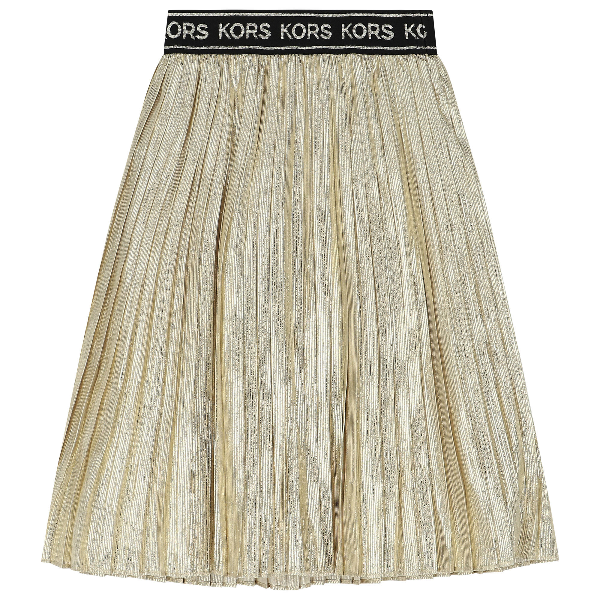 MICHAEL KORS Girls Gold Logo Pleated Skirt Junior Couture
