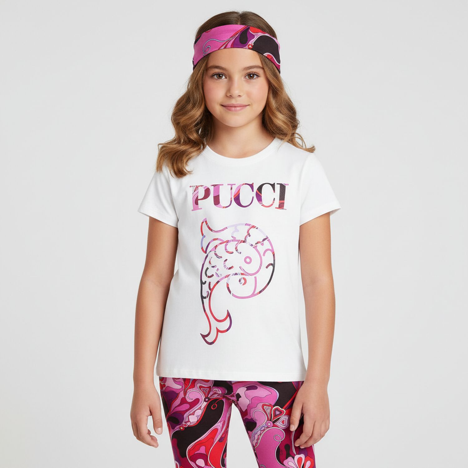 Girls White Pesci Logo T-Shirt, 1, hi-res