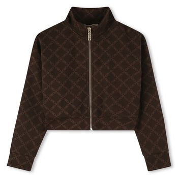 Girls Beige Logo Cardigan