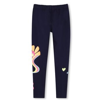 Girls Navy Blue Flower Leggings