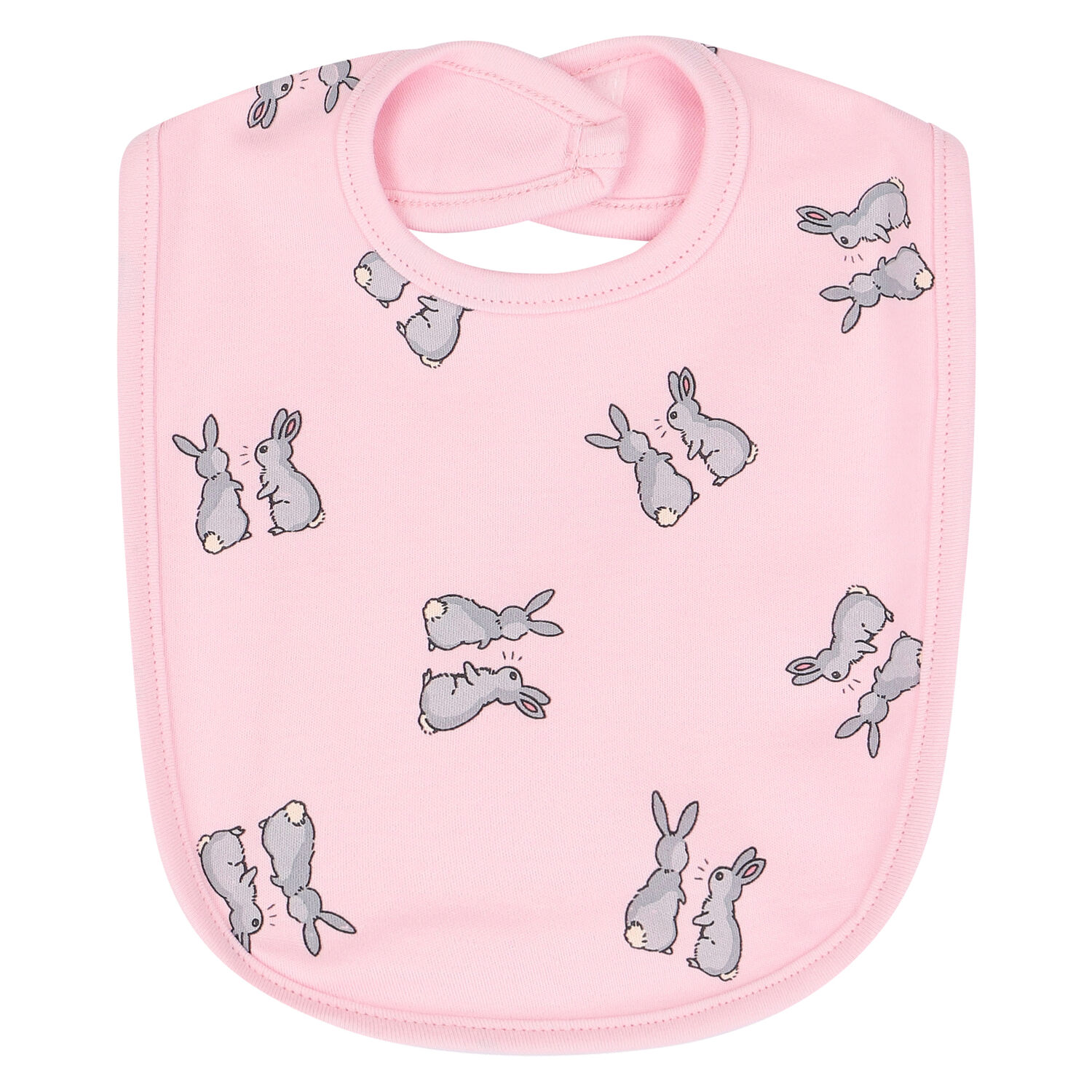 Girls Pink Bunny Baby Bib, 3, hi-res image number null