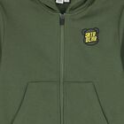 Boys Green Teddy Bear Hooded Zip Up Top, 2, hi-res