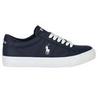 Boys Navy Blue Logo Trainers, 1, hi-res