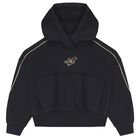 Girls Black Logo Hooded Top, 1, hi-res