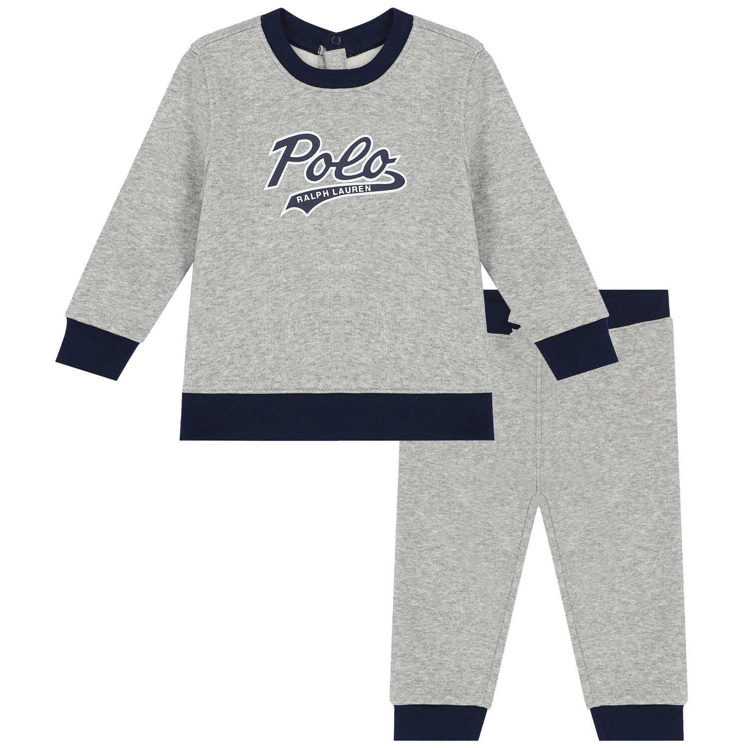 Baby Boys Grey & Navy Logo Tracksuit, 1, hi-res