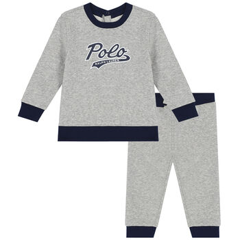 Younger Boys Grey & Navy Logo Tracksuit