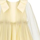 Girls Gold Tulle & Chiffon Cape Dress, 2, hi-res
