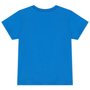 Younger Boys Blue Teddy Bear Logo T-Shirt