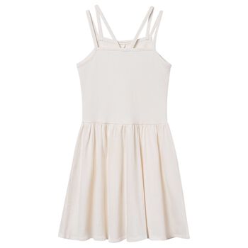 Girls Ivory Ribbed Dress