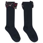 جوارب تارتان زرقاء داكنة للبنات, 1, hi-res