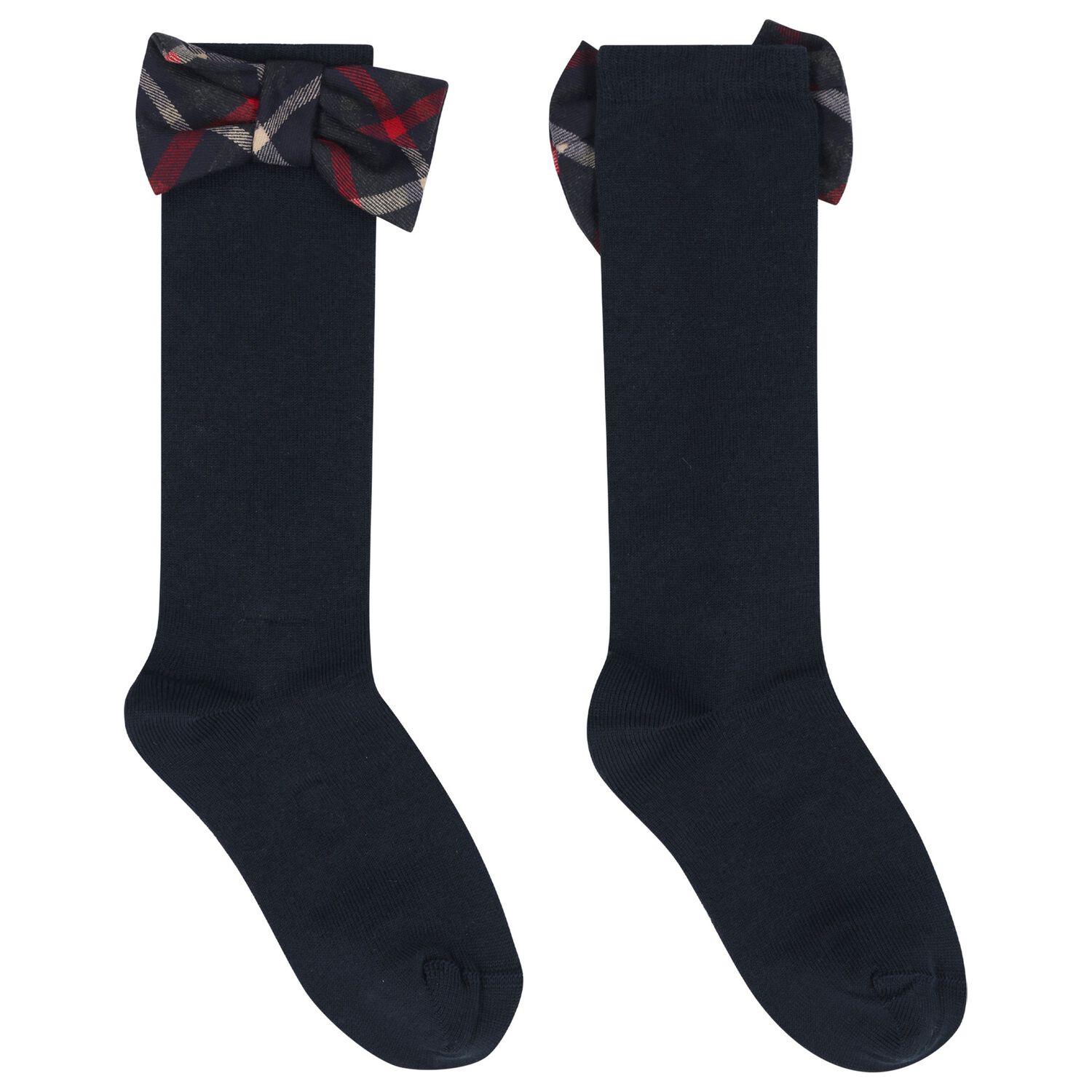 جوارب تارتان زرقاء داكنة للبنات, 1, hi-res