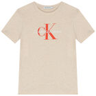Boys Beige Logo T-Shirt, 1, hi-res