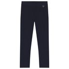 Girls Navy Blue Logo Leggings, 1, hi-res