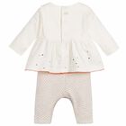 Baby Girls White Embroidered Babysuit, 1, hi-res