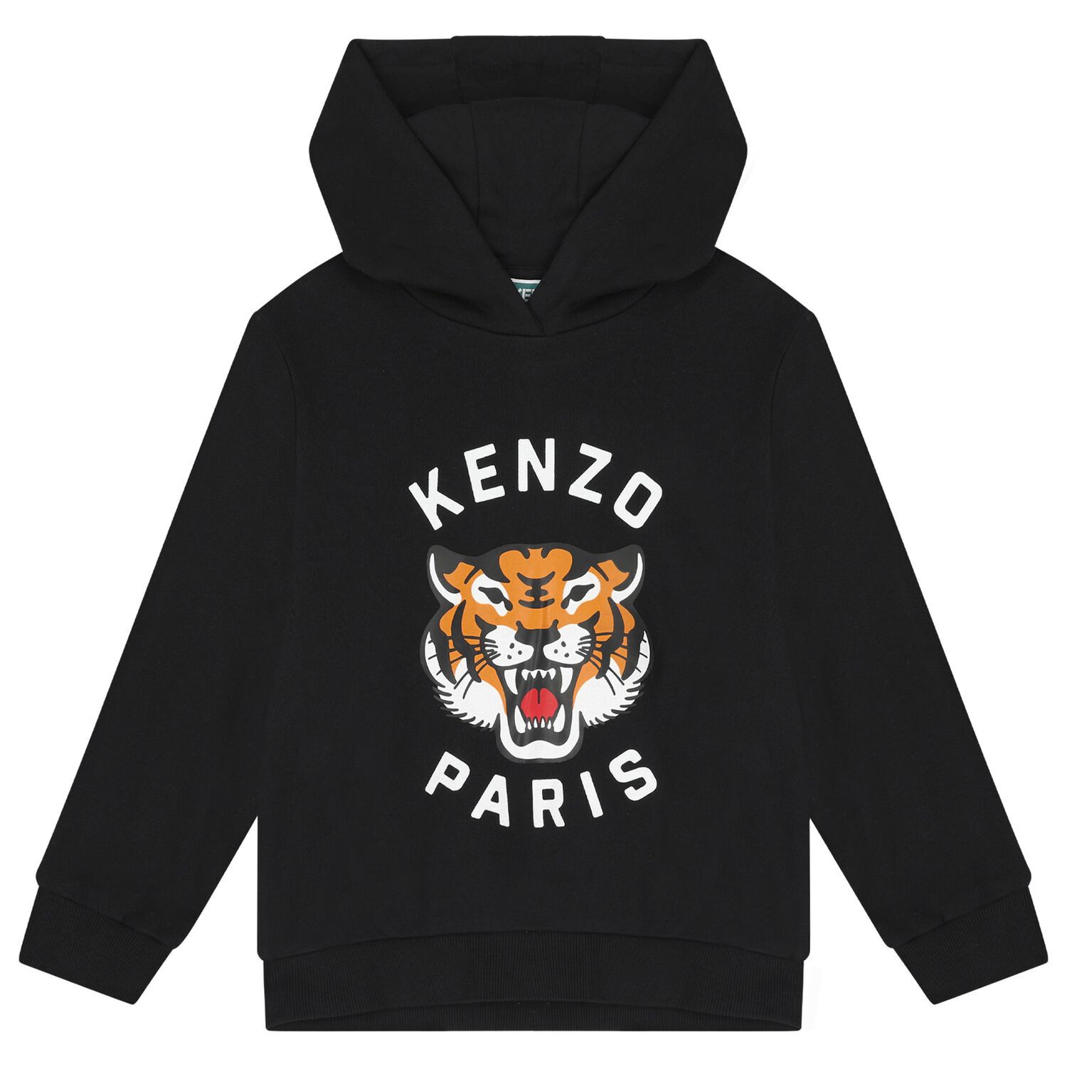Boys Black Tiger Logo Hooded Top, 1, hi-res image number null