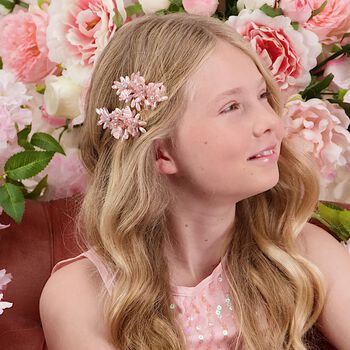 Girls Blush Pink Lily Rose Hair Clip
