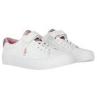 Girls White & Pink Logo Trainers, 1, hi-res