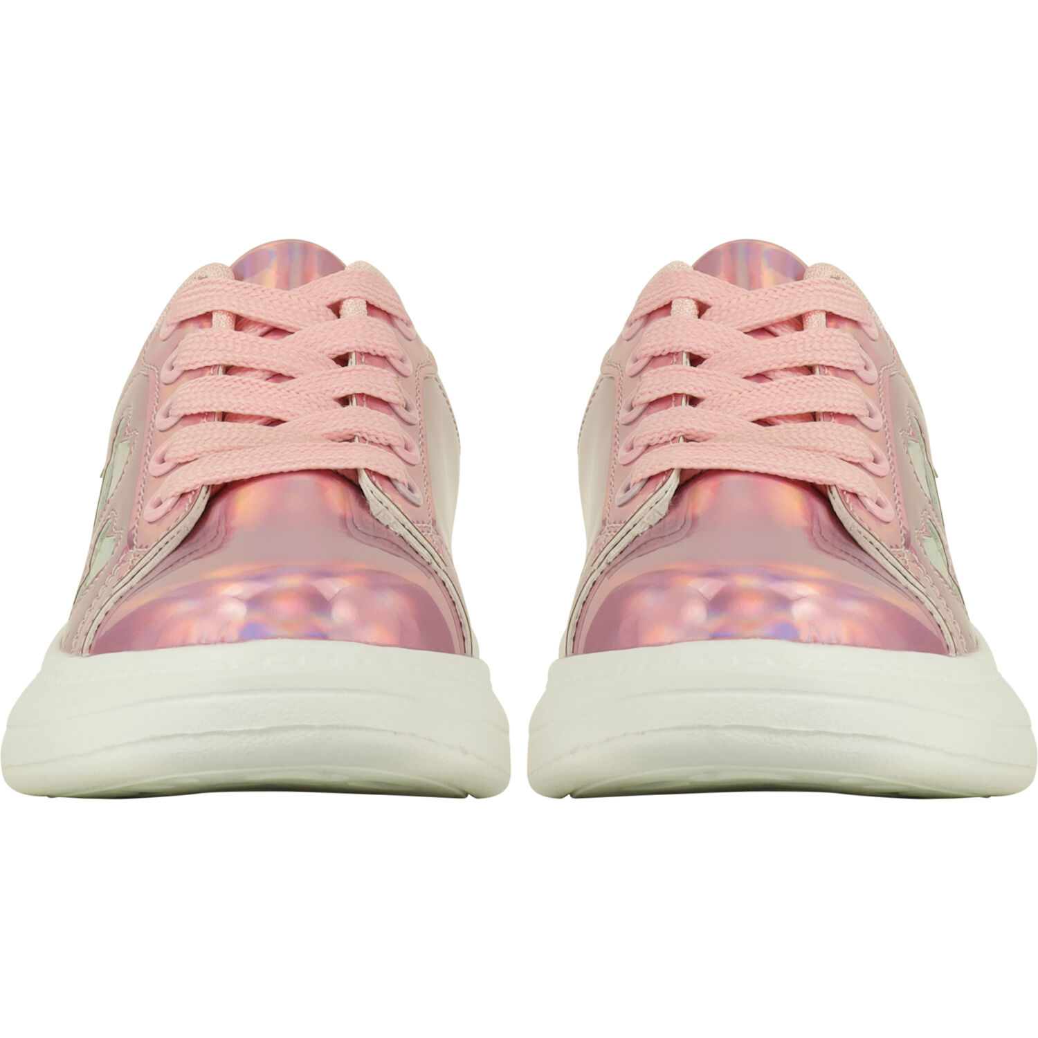 Girls Pink Hearts Trainers, 1, hi-res