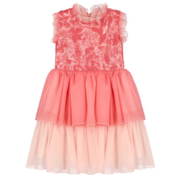 Girls Pink Tiered Chiffon Dress