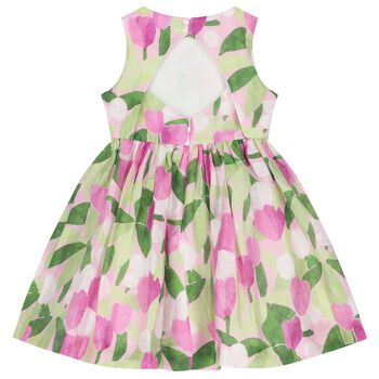 Girls Green & Pink Floral Dress